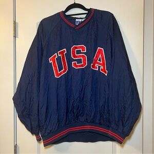 Pro Spirit XLarge VTG USA Embroidered Patch Pullover VNeck Windbreaker Jacket